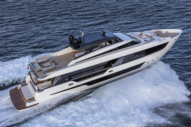 Kapal baru Ferretti Yachts 1000 memulai debutnya pada pertengahan 2021. Gambar: Ferretti Yachts